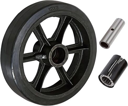 12" x 2.5" Rubber on Cast Iron Wheel - 1,200 lbs Capacity, Fits 3/4" & 1" Axels and Shafts in Saudi Arabia