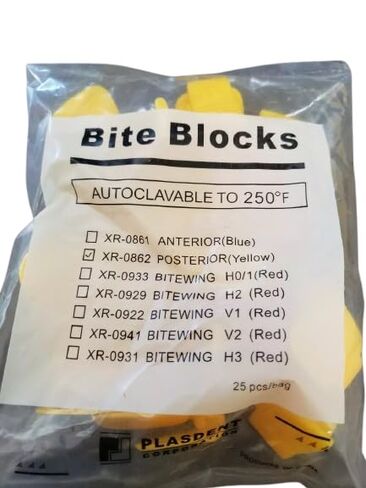 Plasdent XR-0862 Posterior Dental Bite Blocks Yellow 25/Pk in Kuwait