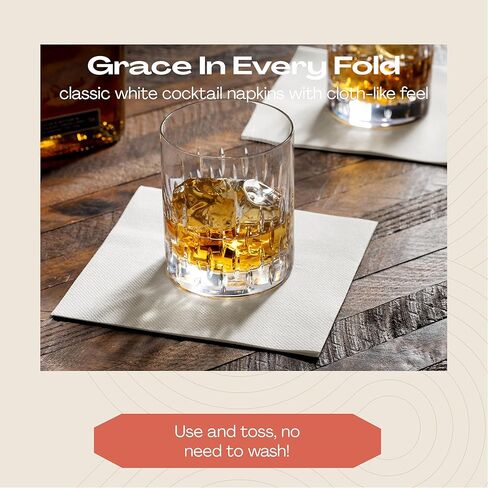 200 Linen-Feel Dessert And Beverage Napkins - Disposable Cloth-Like Cocktail Paper Napkins, Made In USA - Soft and Absorbent For Bar, Restaurant, Café, Wedding, Parties (200-Pack) in Saudi Arabia