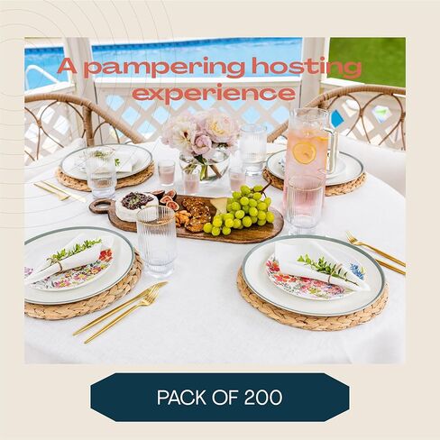 200 Linen-Feel Dessert And Beverage Napkins - Disposable Cloth-Like Cocktail Paper Napkins, Made In USA - Soft and Absorbent For Bar, Restaurant, Café, Wedding, Parties (200-Pack) in Saudi Arabia