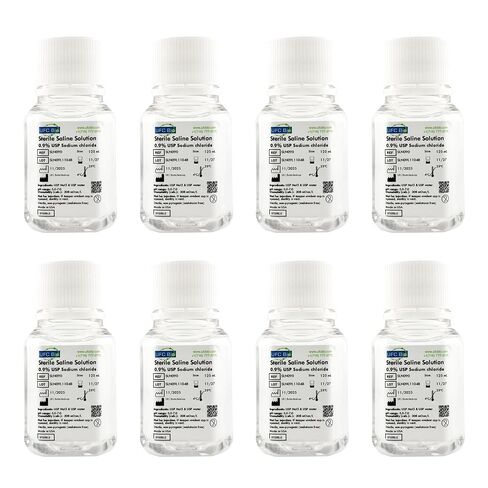 0.9% Normal Saline Solution - USP Grade - Sterile and 0.22um Filtered - Four Pack: 4x125mL Bottles (500mL Total) in Saudi Arabia