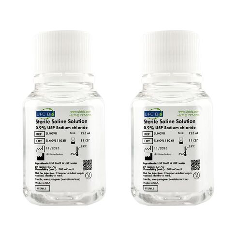0.9% Normal Saline Solution - USP Grade - Sterile and 0.22um Filtered - Four Pack: 4x125mL Bottles (500mL Total) in Saudi Arabia