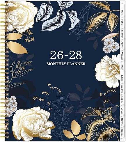 2026-2027 Monthly Planner, 2 Year Calendar Planner, Jan 2026 - Dec 2027, 8.5’’ x 11’’, Large Spiral Agenda, 24 Months, with Tabs ＆Pocket, Flexible Cover, Organizer for Office Home School, Gold in Saudi Arabia