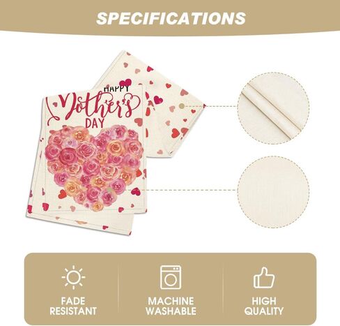 Artoid Mode Love Heart Mother's Day Table Runner, Seasonal Spring Floral Kitchen Dining Table Decoration for Home Party Decor 13x72 Inch in Saudi Arabia