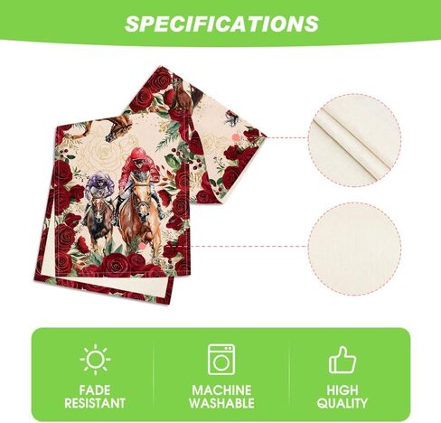 Artoid Mode Horse Racing Roses Kentucky Table Runner, Festival Sports Holiday Kitchen Dining Table Decoration for Home Party Decor 13x72 Inch in Saudi Arabia