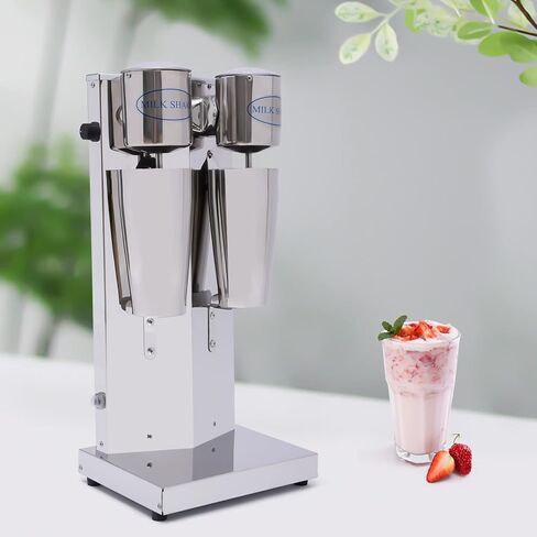 Milk Shake Machine, 180W Double Head Electric Milkshake Maker with 800ml Cups Commercial Milkshake Mixer with Ice Shovel Cleaning Brush in Kuwait