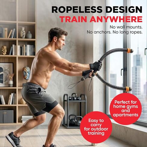 Adjustable Ropeless Battle Ropes – Weighted Cordless Battle Rope Set with Variable Resistance, Wrist Straps & Workout Guide Poster – Portable HIIT & Home Gym Training Equipment in Saudi Arabia