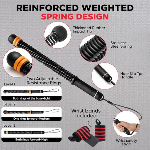 Adjustable Ropeless Battle Ropes – Weighted Cordless Battle Rope Set with Variable Resistance, Wrist Straps & Workout Guide Poster – Portable HIIT & Home Gym Training Equipment in Saudi Arabia