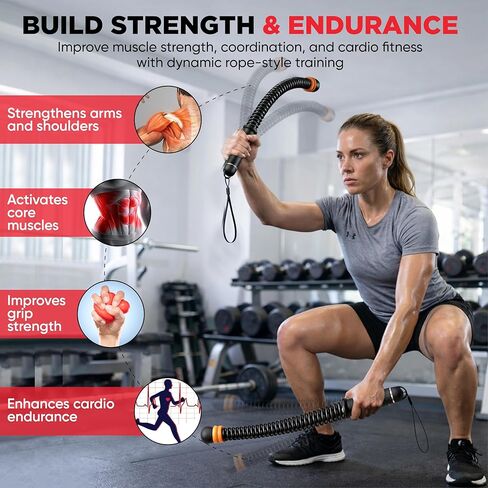 Adjustable Ropeless Battle Ropes – Weighted Cordless Battle Rope Set with Variable Resistance, Wrist Straps & Workout Guide Poster – Portable HIIT & Home Gym Training Equipment in Saudi Arabia