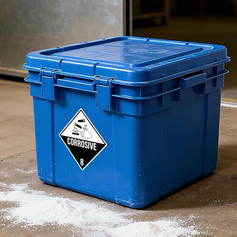500 PCS Hazard Class 8 Corrosive Labels 4 × 4 Inches Vinyl Removable Self Adhesive DOT Hazmat Compliant Stickers Packages Safety Label for Packing Shipping Transportation in Saudi Arabia