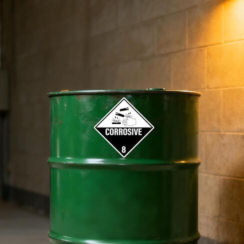 500 PCS Hazard Class 8 Corrosive Labels 4 × 4 Inches Vinyl Removable Self Adhesive DOT Hazmat Compliant Stickers Packages Safety Label for Packing Shipping Transportation in Saudi Arabia