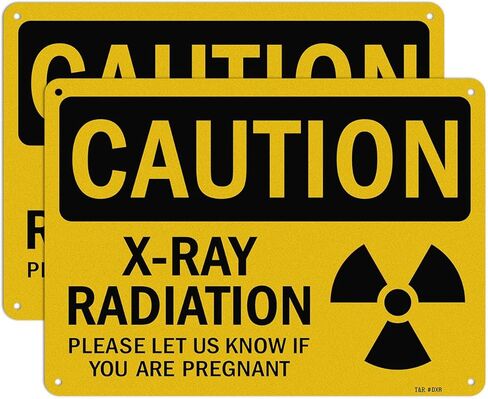 T&R X-Ray Radiation Sign Please Let Us Know If You Are Pregnant - 2 Pack - 10 x 7 Inches Rust Free .040 Aluminum Reflective - UV Protected, Waterproof, Weatherproof and Fade Resistant - 4 Pre-drilled Holes in Saudi Arabia