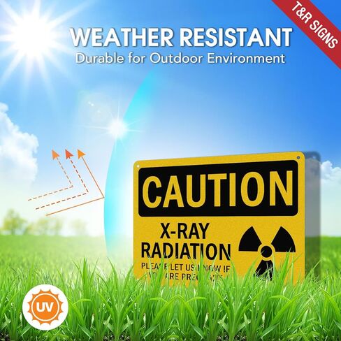T&R X-Ray Radiation Sign Please Let Us Know If You Are Pregnant - 2 Pack - 10 x 7 Inches Rust Free .040 Aluminum Reflective - UV Protected, Waterproof, Weatherproof and Fade Resistant - 4 Pre-drilled Holes in Saudi Arabia