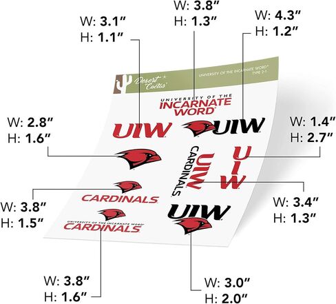 ملصق كلمة جامعة صبار الصحراء المتجسد UIW Cardinals شارات الفينيل زجاجة مياه للكمبيوتر المحمول سجل قصاصات السيارة T2 (النوع 2) in Saudi Arabia