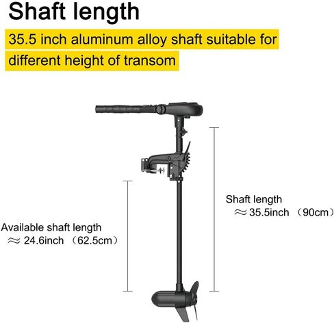AQUOS Black Haswing 12V 65LBS 35.5inch Shaft Transom Electric Trolling Motor for Fishing, Saltwater and Freshwater Use, Brushless Motor in Kuwait
