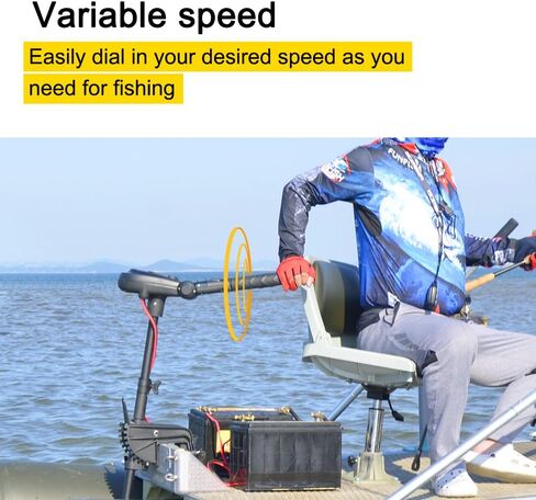 AQUOS Black Haswing 12V 65LBS 35.5inch Shaft Transom Electric Trolling Motor for Fishing, Saltwater and Freshwater Use, Brushless Motor in Kuwait