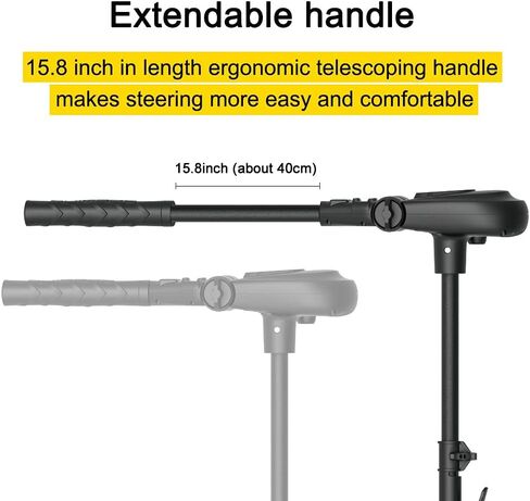 AQUOS Black Haswing 12V 65LBS 35.5inch Shaft Transom Electric Trolling Motor for Fishing, Saltwater and Freshwater Use, Brushless Motor in Kuwait