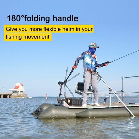 AQUOS Black Haswing 12V 65LBS 35.5inch Shaft Transom Electric Trolling Motor for Fishing, Saltwater and Freshwater Use, Brushless Motor in Kuwait