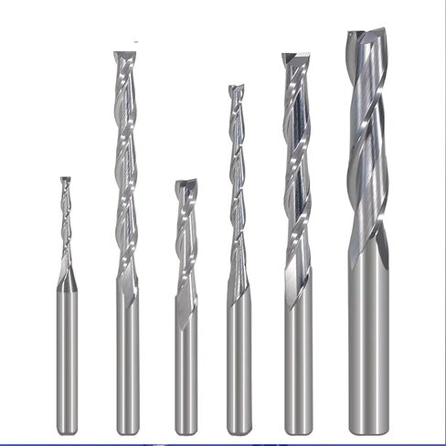 10Pcs Two Flute Flat Nose Milling Cutter 2 Flute Spiral Upcut Engraving Router Bit CNC End Mill(3.175x2.5x15x38L) in Kuwait