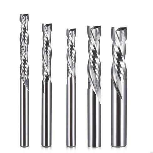 5Pcs 3.175-10mm 2F Spiral Milling Cutter Woodworking Tool(6.35x25x50L) in Saudi Arabia
