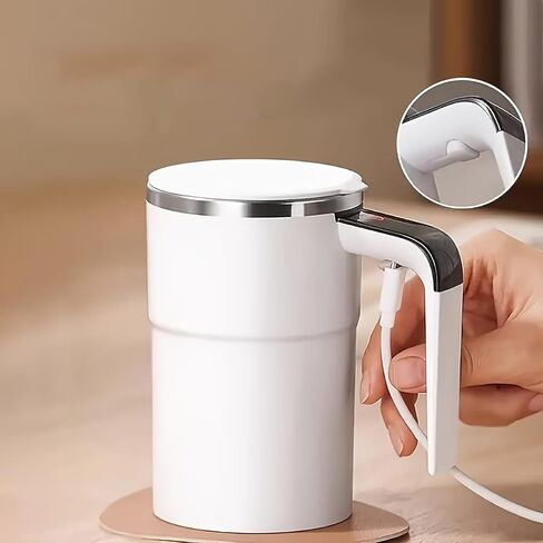 Temperature Display Automatic Stirring Cup, a Self-Stirring Coffee Mug with Temperature Display Function, Travel Water Cup, White in Saudi Arabia