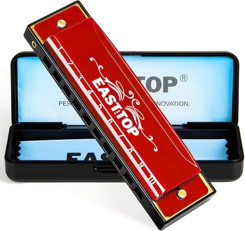 EAST TOP Harmonica, C Key Blues Harmonica for Beginners, All Levels and Teenagers, 10 Holes Mouth Organ for Students as Gift, Black in Saudi Arabia