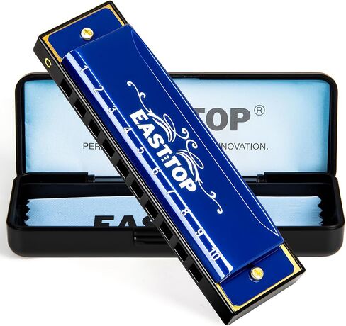 EAST TOP Harmonica, C Key Blues Harmonica for Beginners, All Levels and Teenagers, 10 Holes Mouth Organ for Students as Gift, Black in Saudi Arabia