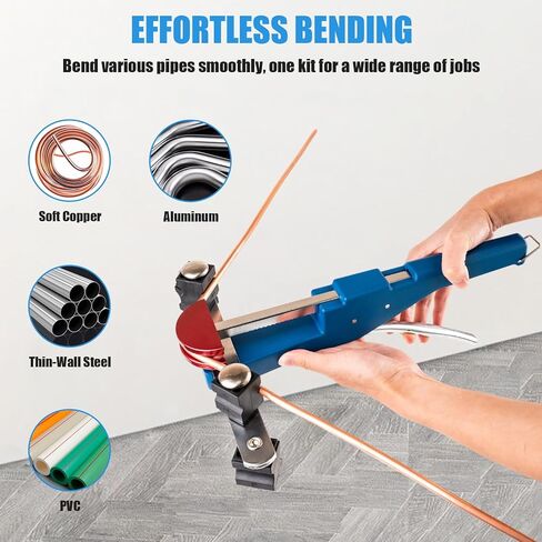 Beaiguna 15 قطعة أداة ثني الأنابيب النحاسية، مجموعة أدوات ثني الأنابيب Hvac لـ 1/4"-7/8" O.D. الأنابيب، 90 درجة للأمام/الخلف لثني الأنبوب مع 7 رؤوس، أداة ثني نحاسية مطورة لتكييف الهواء Hvac in Kuwait