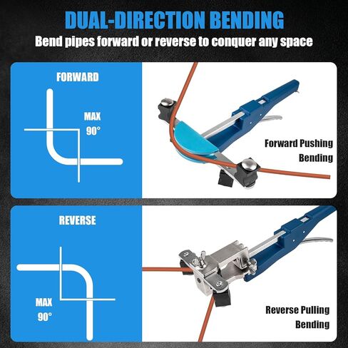 Beaiguna 15 قطعة أداة ثني الأنابيب النحاسية، مجموعة أدوات ثني الأنابيب Hvac لـ 1/4"-7/8" O.D. الأنابيب، 90 درجة للأمام/الخلف لثني الأنبوب مع 7 رؤوس، أداة ثني نحاسية مطورة لتكييف الهواء Hvac in Kuwait