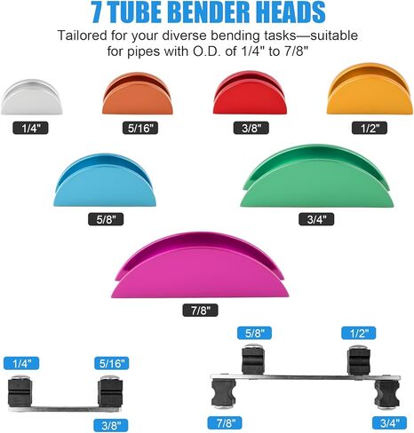 Beaiguna 15 قطعة أداة ثني الأنابيب النحاسية، مجموعة أدوات ثني الأنابيب Hvac لـ 1/4"-7/8" O.D. الأنابيب، 90 درجة للأمام/الخلف لثني الأنبوب مع 7 رؤوس، أداة ثني نحاسية مطورة لتكييف الهواء Hvac in Kuwait