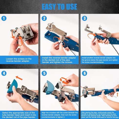 Beaiguna 15 قطعة أداة ثني الأنابيب النحاسية، مجموعة أدوات ثني الأنابيب Hvac لـ 1/4"-7/8" O.D. الأنابيب، 90 درجة للأمام/الخلف لثني الأنبوب مع 7 رؤوس، أداة ثني نحاسية مطورة لتكييف الهواء Hvac in Kuwait