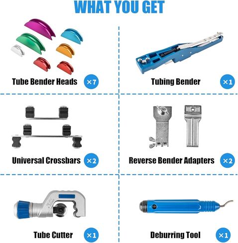 Beaiguna 15 قطعة أداة ثني الأنابيب النحاسية، مجموعة أدوات ثني الأنابيب Hvac لـ 1/4"-7/8" O.D. الأنابيب، 90 درجة للأمام/الخلف لثني الأنبوب مع 7 رؤوس، أداة ثني نحاسية مطورة لتكييف الهواء Hvac in Kuwait
