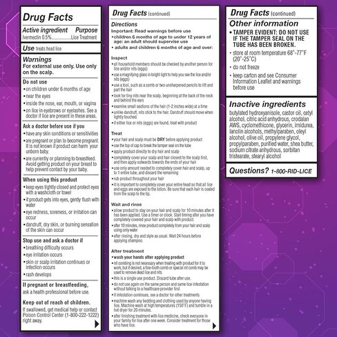 RID One & Done, Just One Application Head Lice Treatment, No Combing Required, Prescription Strength Ivermectin Lotion for Children & Adults, Eliminates Super Lice & Renders Eggs Non Viable in Kuwait