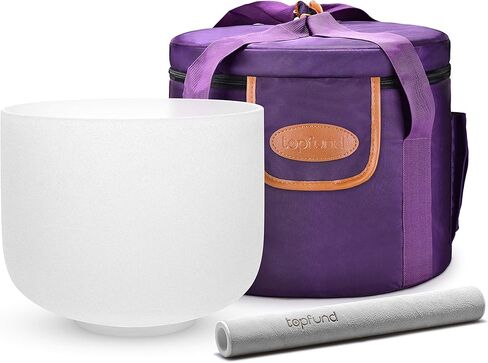 TOPFUND 440 Hz F Note Crystal Singing Bowl 8 Inch Heart Chakra with Heavy Duty Carrying Case and Suede Mallet in Saudi Arabia