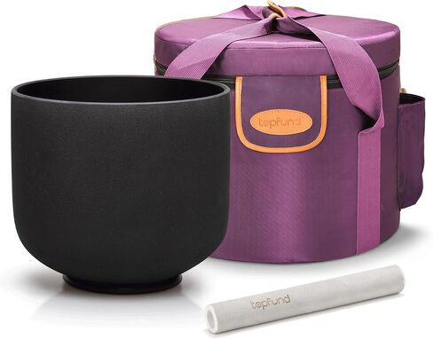 TOPFUND 440 Hz F Note Crystal Singing Bowl 8 Inch Heart Chakra with Heavy Duty Carrying Case and Suede Mallet in Saudi Arabia