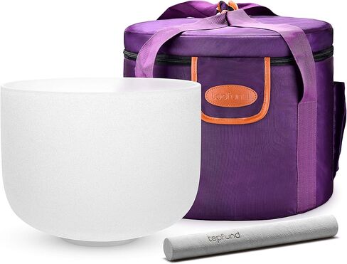 TOPFUND 440 Hz F Note Crystal Singing Bowl 8 Inch Heart Chakra with Heavy Duty Carrying Case and Suede Mallet in Saudi Arabia