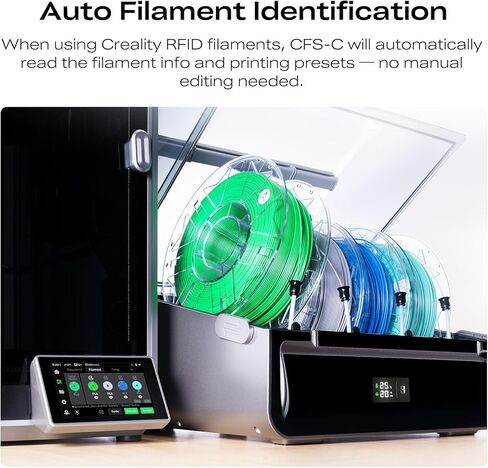 Creality CFS-C Smart Filament System for K1 Series 2025/K1 Max/K1C/K1/K1 SE, Multi-Color 3D Printing, RFID Auto-Loading, External Cutter, Filament Runout & Tangle Detection, Easy Installation in Saudi Arabia