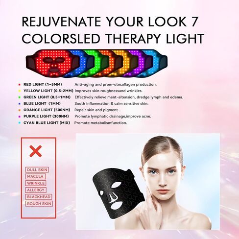 Red Light Therapy Mask for Face – FSA/HSA Eligible, 7-Color Skin Rejuvenation Facial Mask with 400 LEDs, 850nm Infrared, 2000mAh Remote – Anti-Aging, Acne, Wrinkle Care at Home in Saudi Arabia
