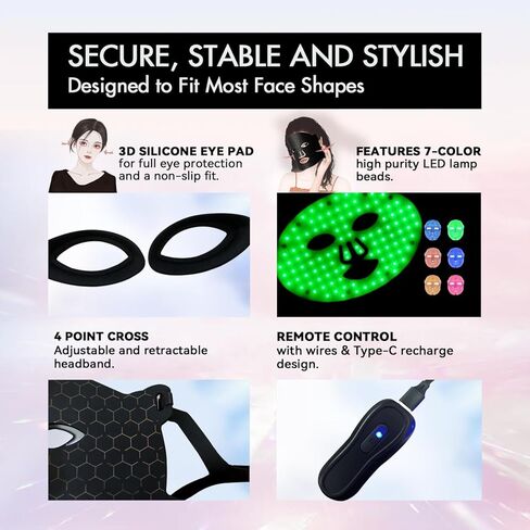 Red Light Therapy Mask for Face – FSA/HSA Eligible, 7-Color Skin Rejuvenation Facial Mask with 400 LEDs, 850nm Infrared, 2000mAh Remote – Anti-Aging, Acne, Wrinkle Care at Home in Saudi Arabia