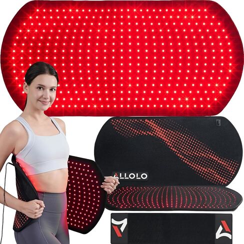 ALLOLO العلاج بالضوء الأحمر للجسم، حزام العلاج بالضوء الأحمر 3 في 1 LED مع جهاز تحكم عن بعد مؤقت، 660 نانومتر و850 نانومتر وسادة العلاج بالضوء بالأشعة تحت الحمراء للجسم والكتف والركبة، 405 قطعة LED 32.7 بوصة × 15.7 بوصة مساحة كبيرة in Saudi Arabia