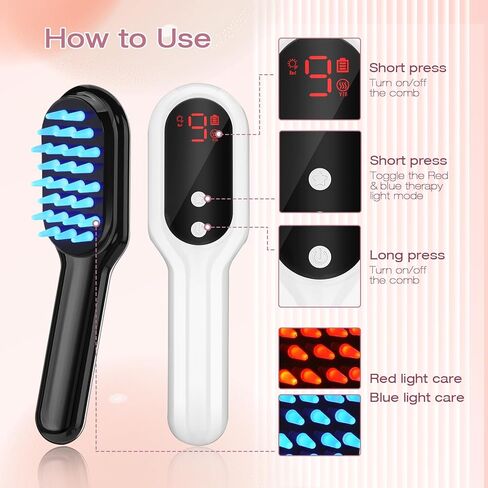 AFFLAT 3-in-1 Hair Care Comb with Red & Blue Light Therapy, Scalp Massager for Men and Women, Soothing Vibration for Relaxation in Saudi Arabia