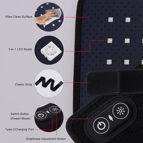 Red Light Therapy Belt Infrared Light Therapy Pad with Portable Battery, 660nm 850nm Full Body Red Light Mat Therapy for Back Knee Feet Shoulder Neck Waist Hands Legs Hips in Saudi Arabia