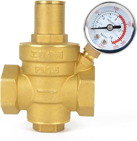 Adjustable DN40 Water Reducing Valve 1 1/2" Female Thread Brass Pressure Gauge Regulator Valves with Gauge Meter(Valve with Gauge) in Kuwait