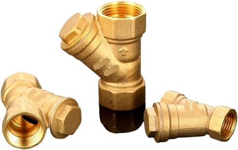 1PCS 1/2" 3/4" 1" BSPP Internal Thread Y-Shaped Thickened Brass Filter Valve Connector for Booster Pump Heating Pipe(3/4",NO Switch) in Kuwait