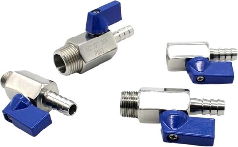 1PCS 304 Stainless Steel Backhand Handle 1/8" 1/4" 3/8" 1/2" x 7/8/10/12mm Hose Reverse Hook Small Ball Valve Beer SUS with Blue Handle(1/4",Female_7MM Barb) in Saudi Arabia
