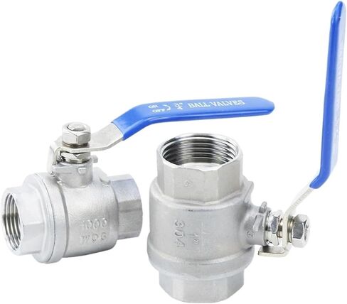 2PCS 1/2" 1-1/2" Female Thread 304 Stainless Steel Two Piece 2P Ball Valve for Water Oil Gas(1") in Kuwait
