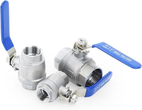 2PCS 1/2" 1-1/2" Female Thread 304 Stainless Steel Two Piece 2P Ball Valve for Water Oil Gas(1") in Kuwait