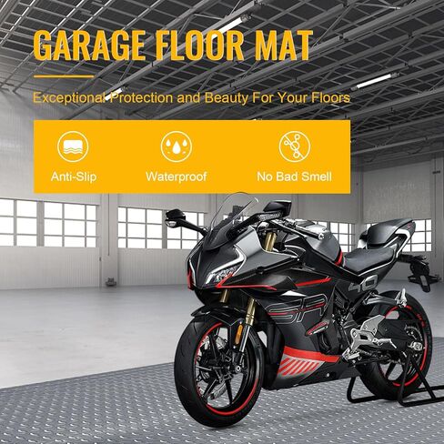 4x6 FT Garage Floor Mat, 2 Rolls 2.8mm Thickened Flooring Roll 48 sqft Diamond Plate PVC Rubber Trailer Mat, Non-Slip Floor Mat for Garage, Motorcycle, Trailer, Pickup Truck, Black in Kuwait