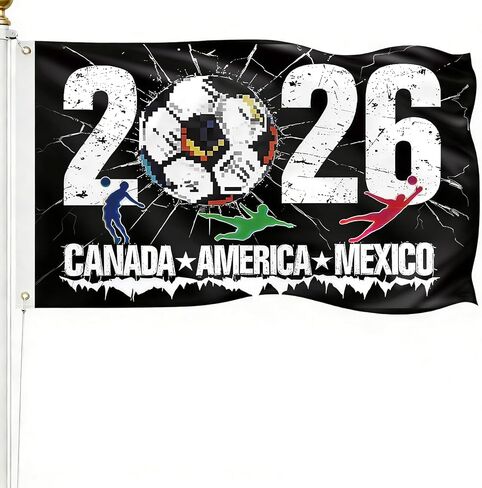 World Cup Flag 2026 American Canada Mexico Football Supporters Banner, 5×3FT World Cup Flags 2026 for Outdoor Terrace Decoration and Fan Gathering Events, Great Soccer Fans Gifts in Saudi Arabia