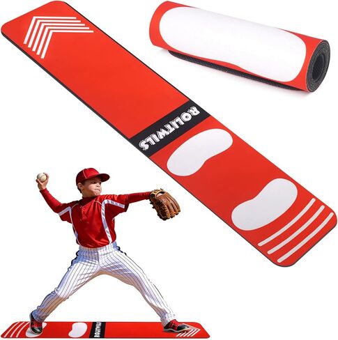 Softball Pitching Mat for Pitching Practice - Non-Slip Baseball Batting Mat with Footprint Guide for Young People Practice Backyard & Home Use - 54 x 12 inches Portable Lightweight in Saudi Arabia